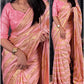 Designer Gold Jacquard Strips with Self Jacquard Pattern in Saree & Tussles in Pallu - Dharti Bandhani