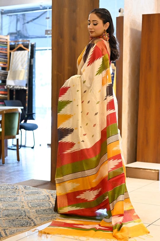 Beautiful Heavy Cotton Silk Printed Saree - Dharti Bandhani