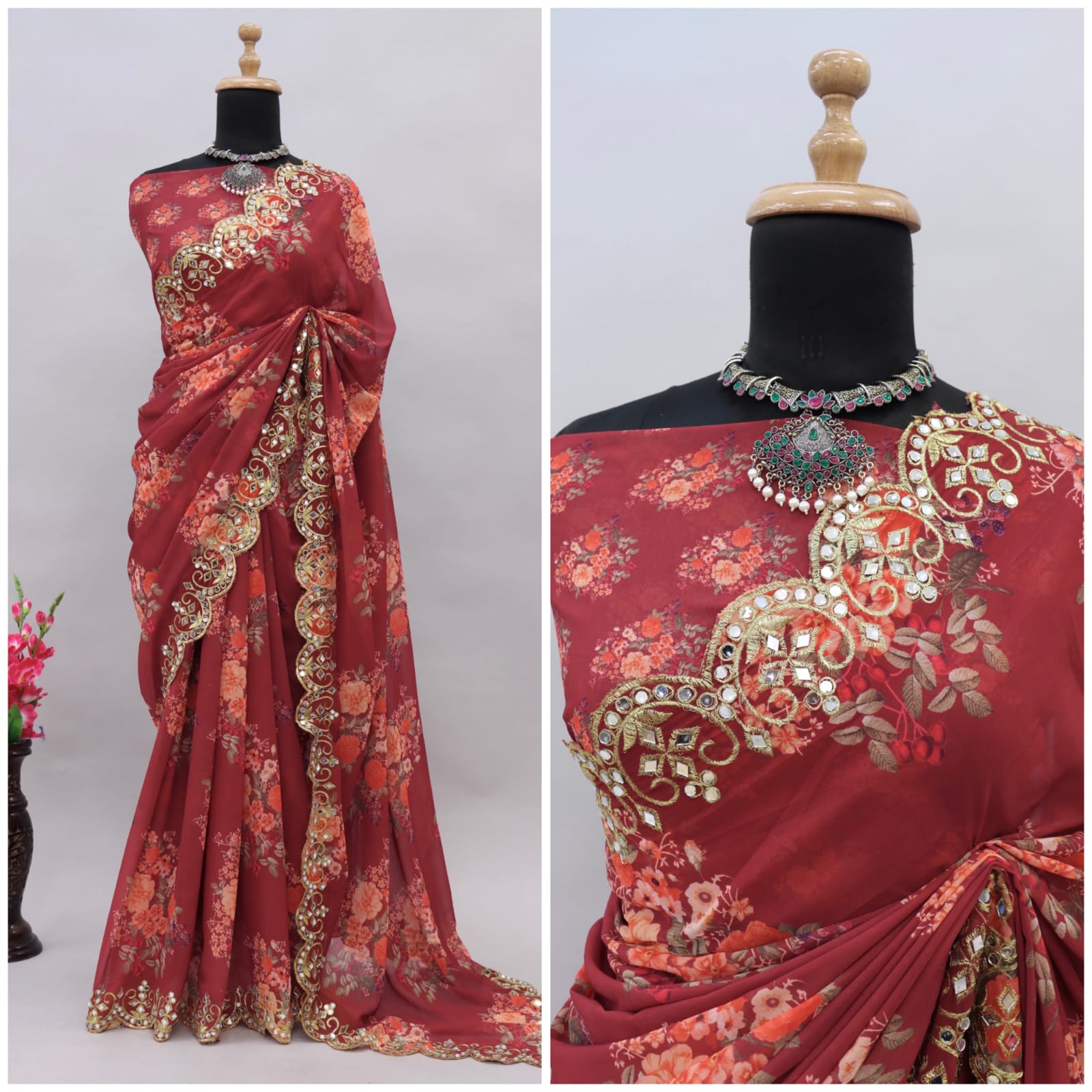 Beautiful Mirror Saree - Dharti Bandhani