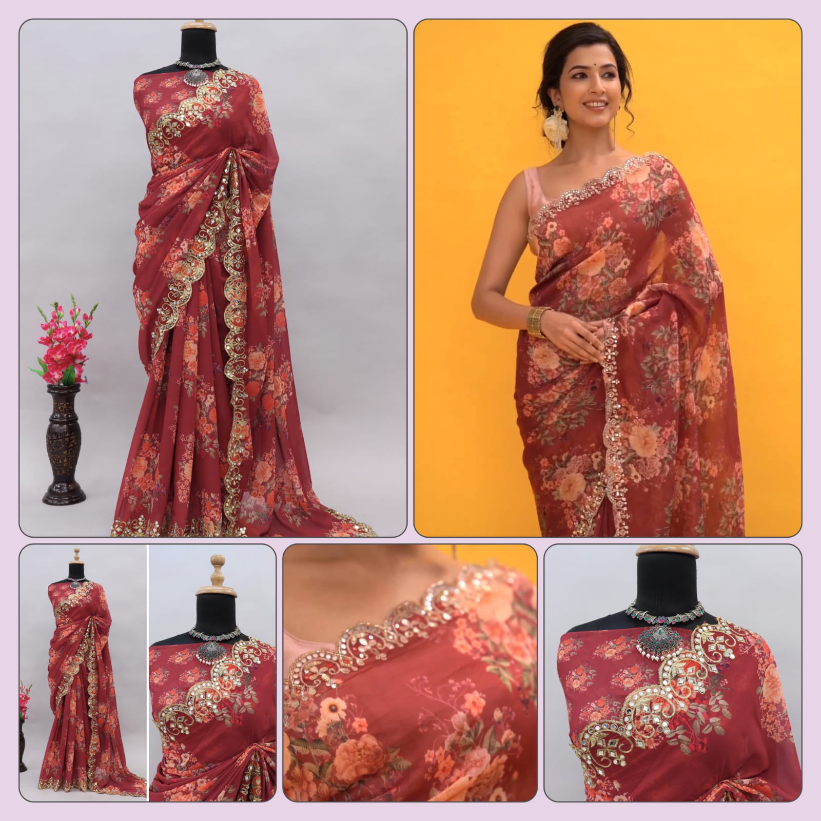 Beautiful Mirror Saree - Dharti Bandhani