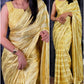 Designer Gold Jacquard Strips with Self Jacquard Pattern in Saree & Tussles in Pallu - Dharti Bandhani