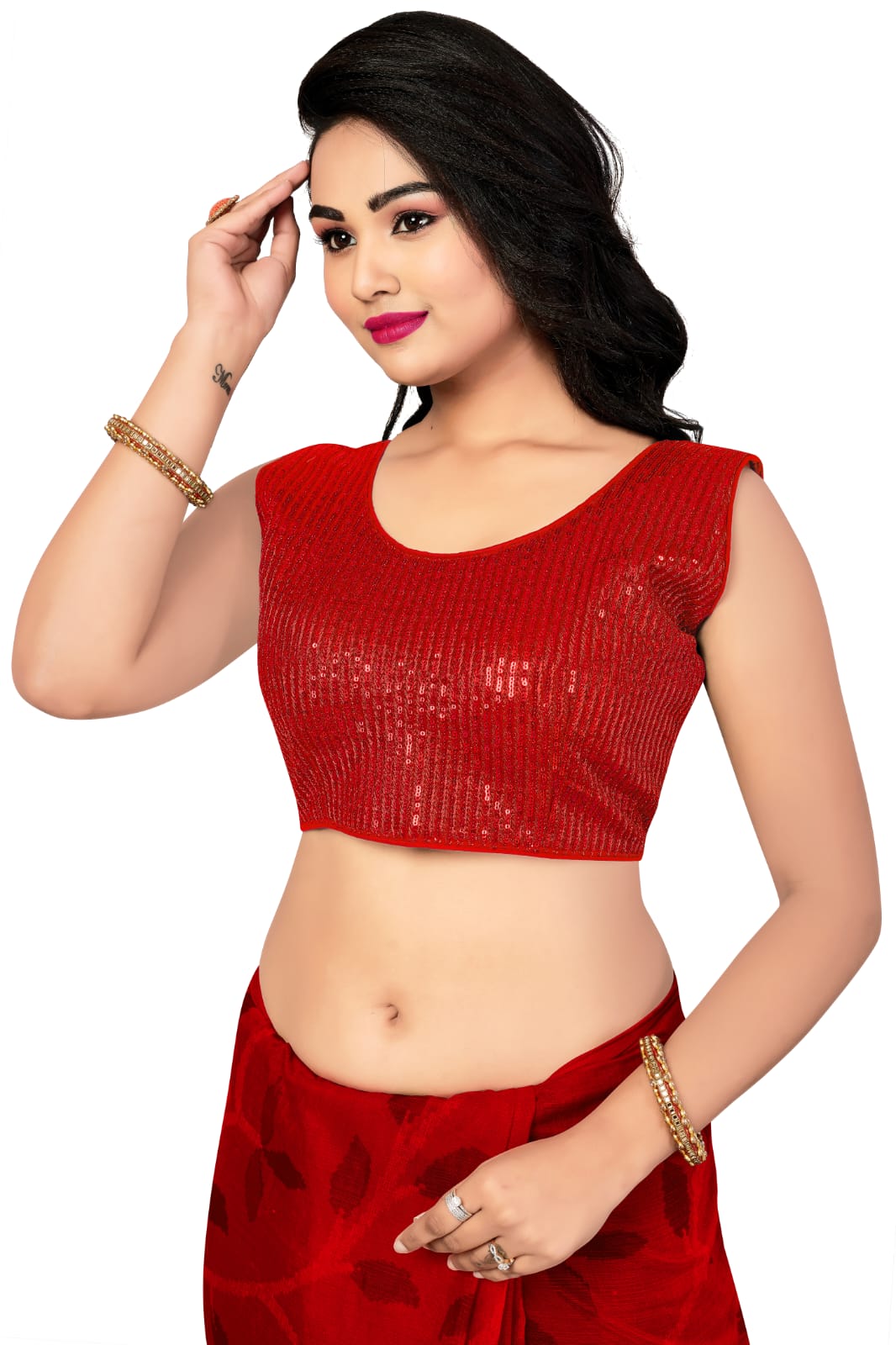 BLOUSE HAS SEQUANCE JARI AND THREAD WORK - Dharti Bandhani