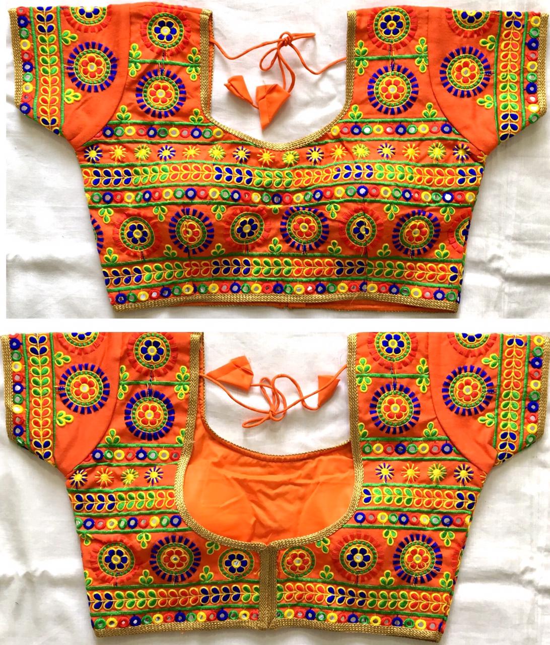 BLOUSE HAS THREAD WORK AND FOIL MIRROR WORK - Dharti Bandhani