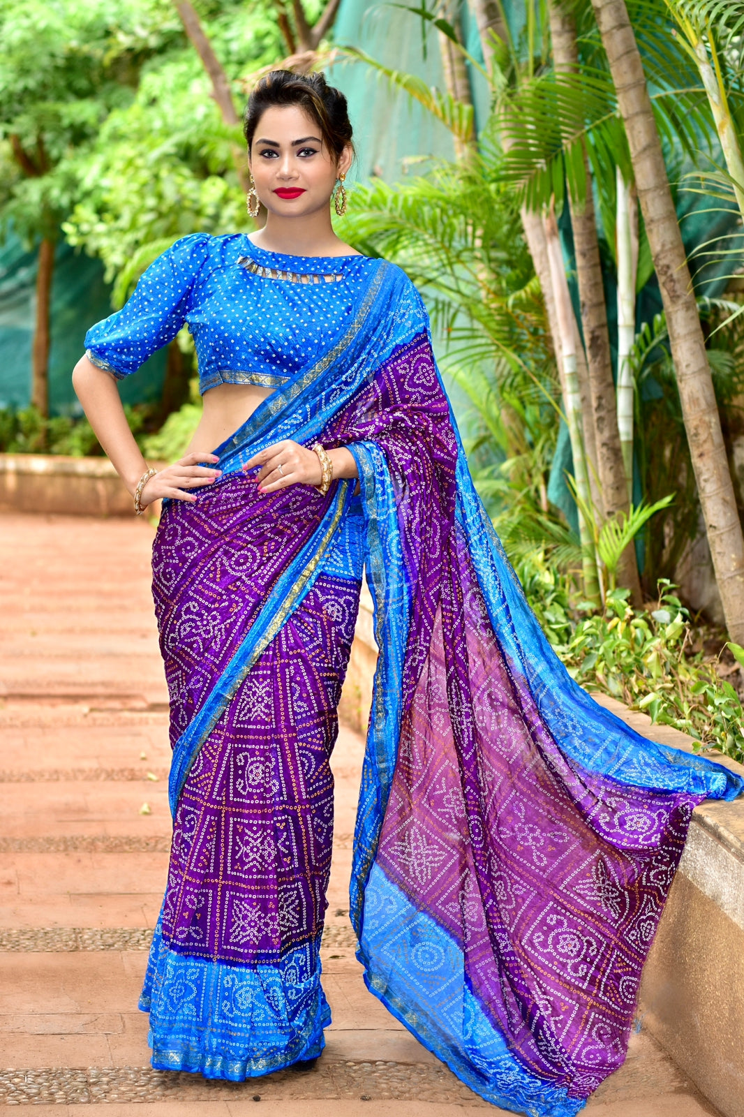 Beautiful Block Print Bandhani Saree