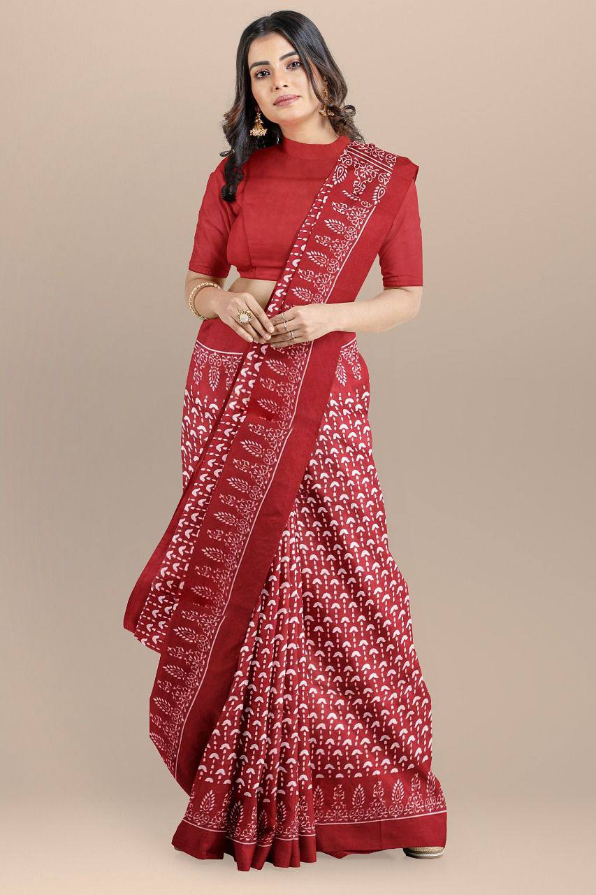 Soft Pure Cotton Saree - Dharti Bandhani