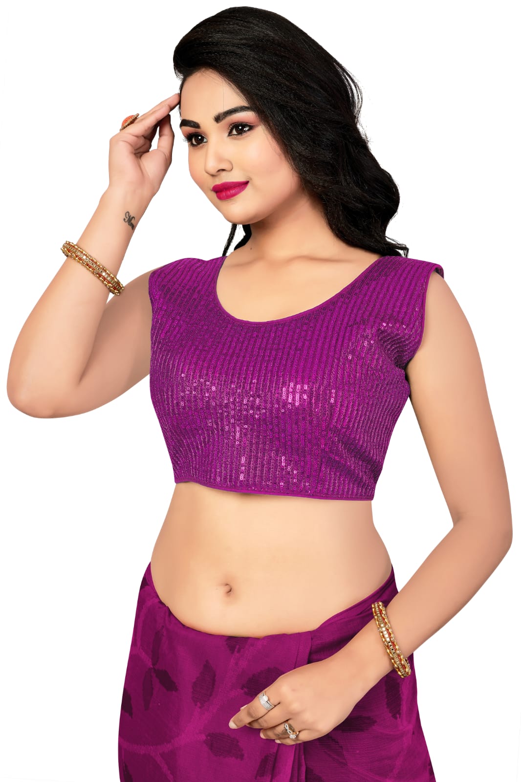 BLOUSE HAS SEQUANCE JARI AND THREAD WORK - Dharti Bandhani