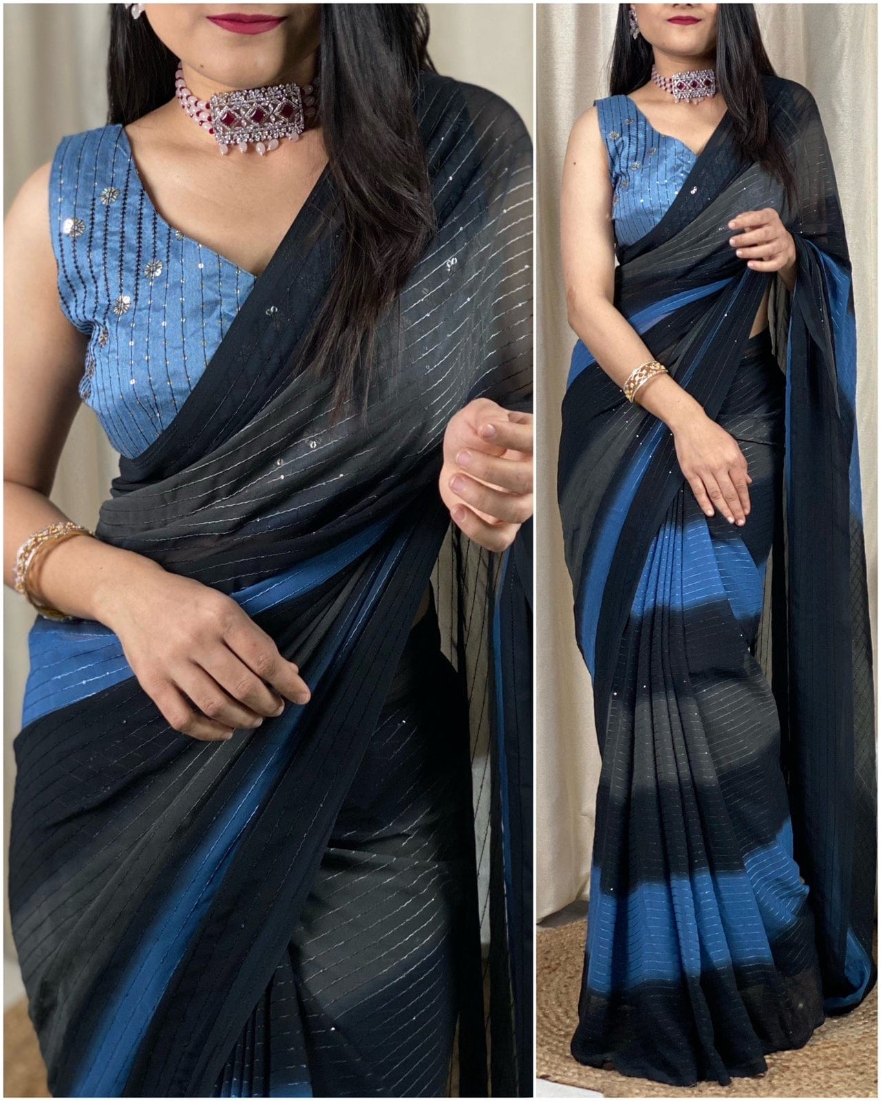 Buy Fospy Women Light Blue Pure Silk Self Design, Polka Print Banarasi Saree  Online at Best Prices in India - JioMart.