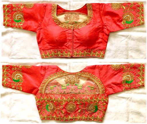 BLOUSE HAS THREAD ZARI AND HEAVY HANDWORK - Dharti Bandhani