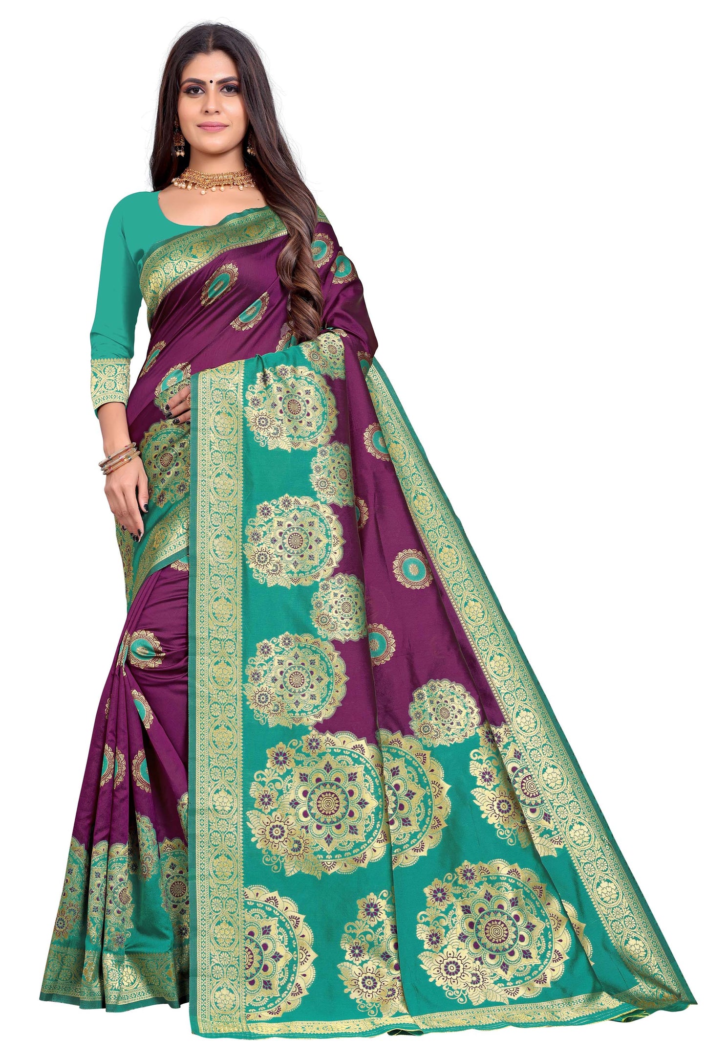 Designer Jacquard Silk Blouse Saree