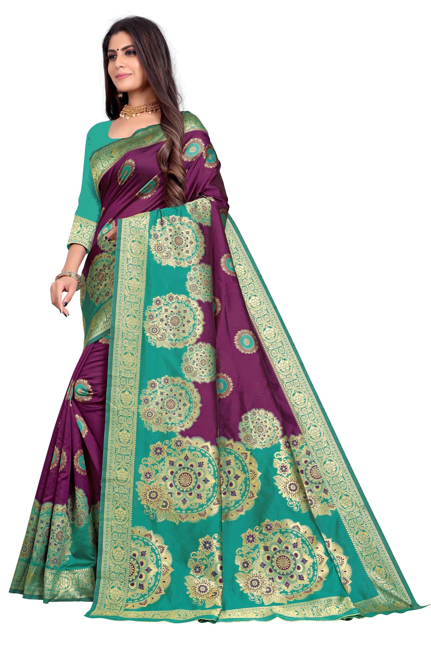 Designer Jacquard Silk Blouse Saree