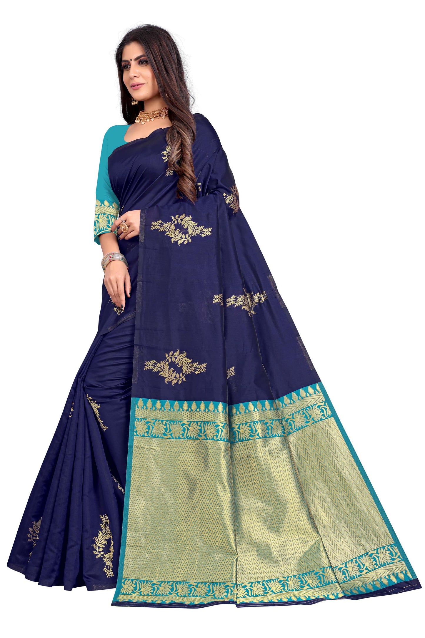 New Designer Jacquard Silk Blouse Saree