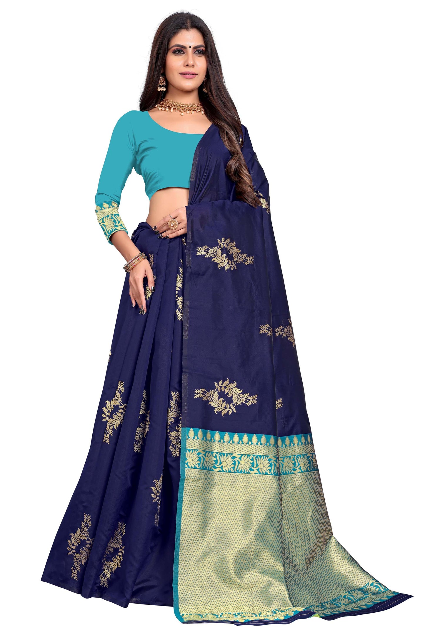 New Designer Jacquard Silk Blouse Saree