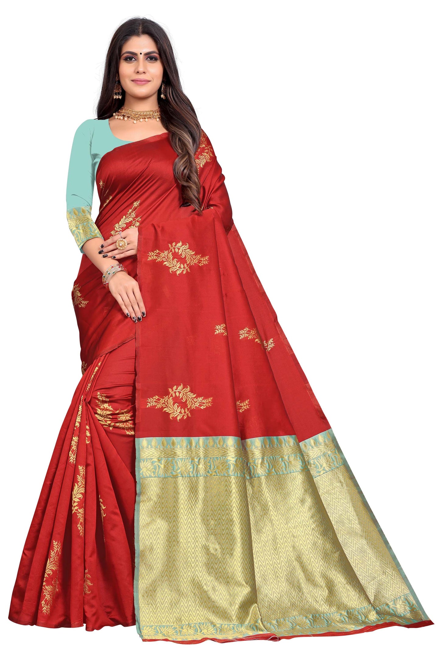 New Designer Jacquard Silk Blouse Saree