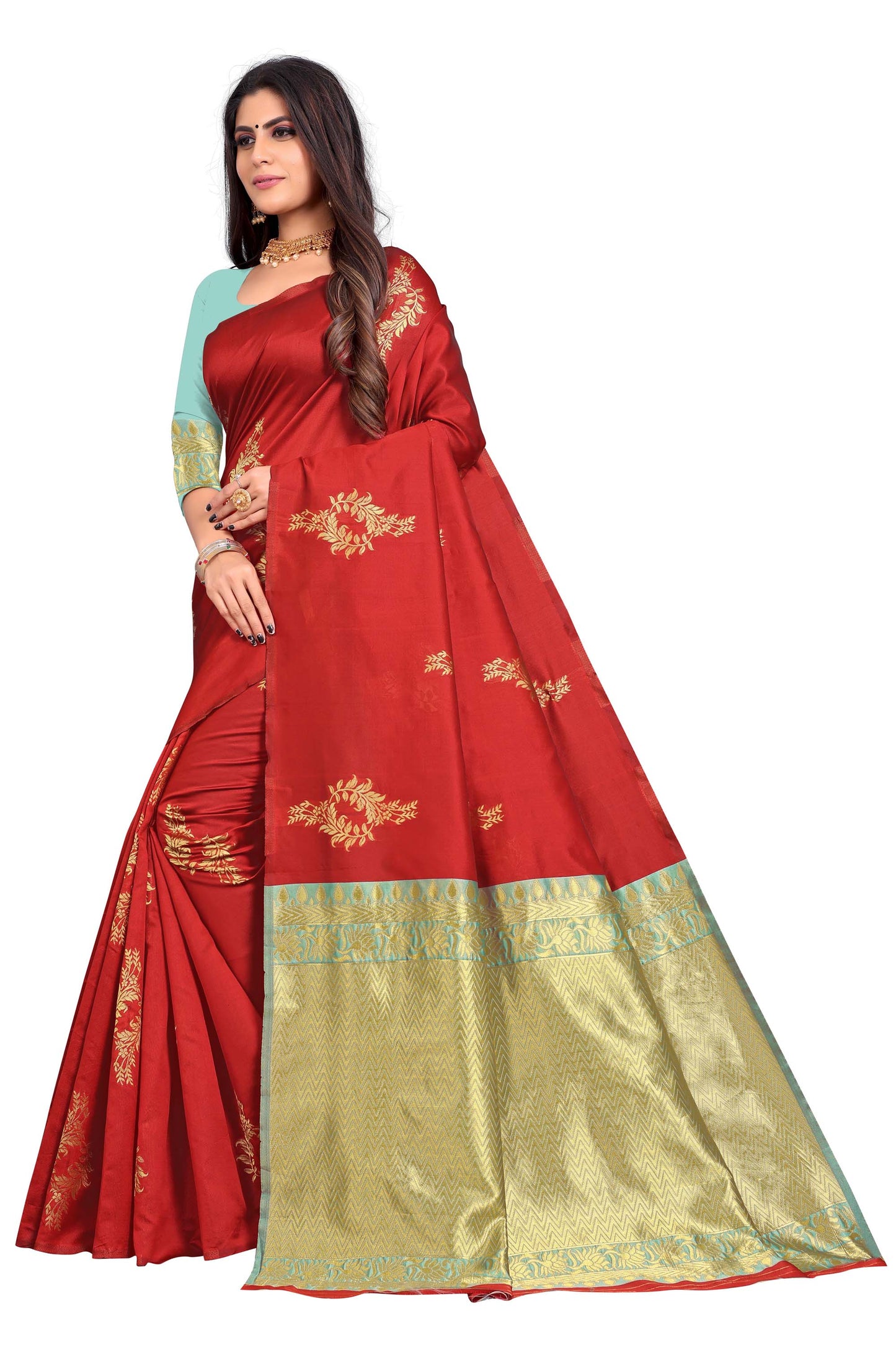 New Designer Jacquard Silk Blouse Saree