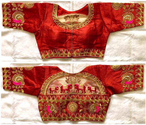 BLOUSE HAS THREAD ZARI AND HEAVY HANDWORK - Dharti Bandhani