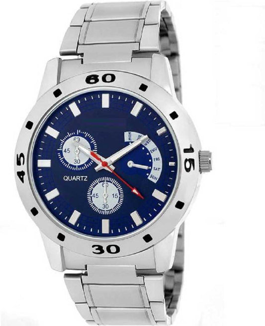 Matrix Blue, Black & Silver Dial, Day & Date Functioning, Stainless Steel Strap Analog Watch for Men & Women