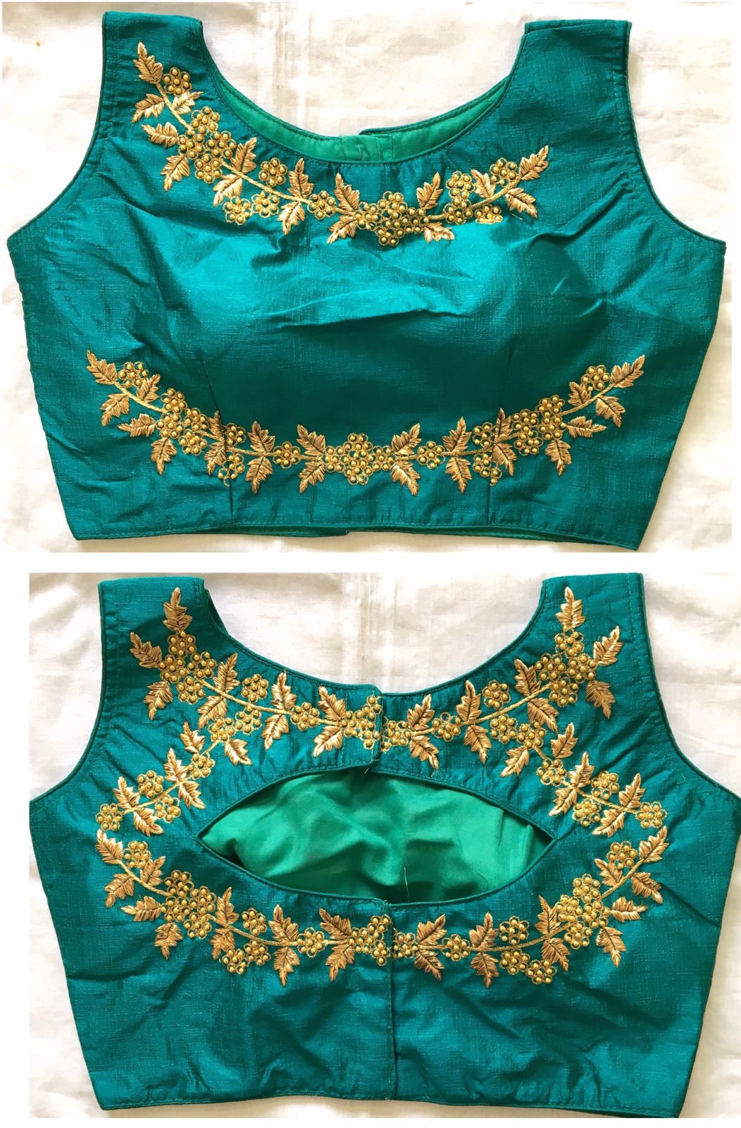 Blouse has sequance , jari and thread work