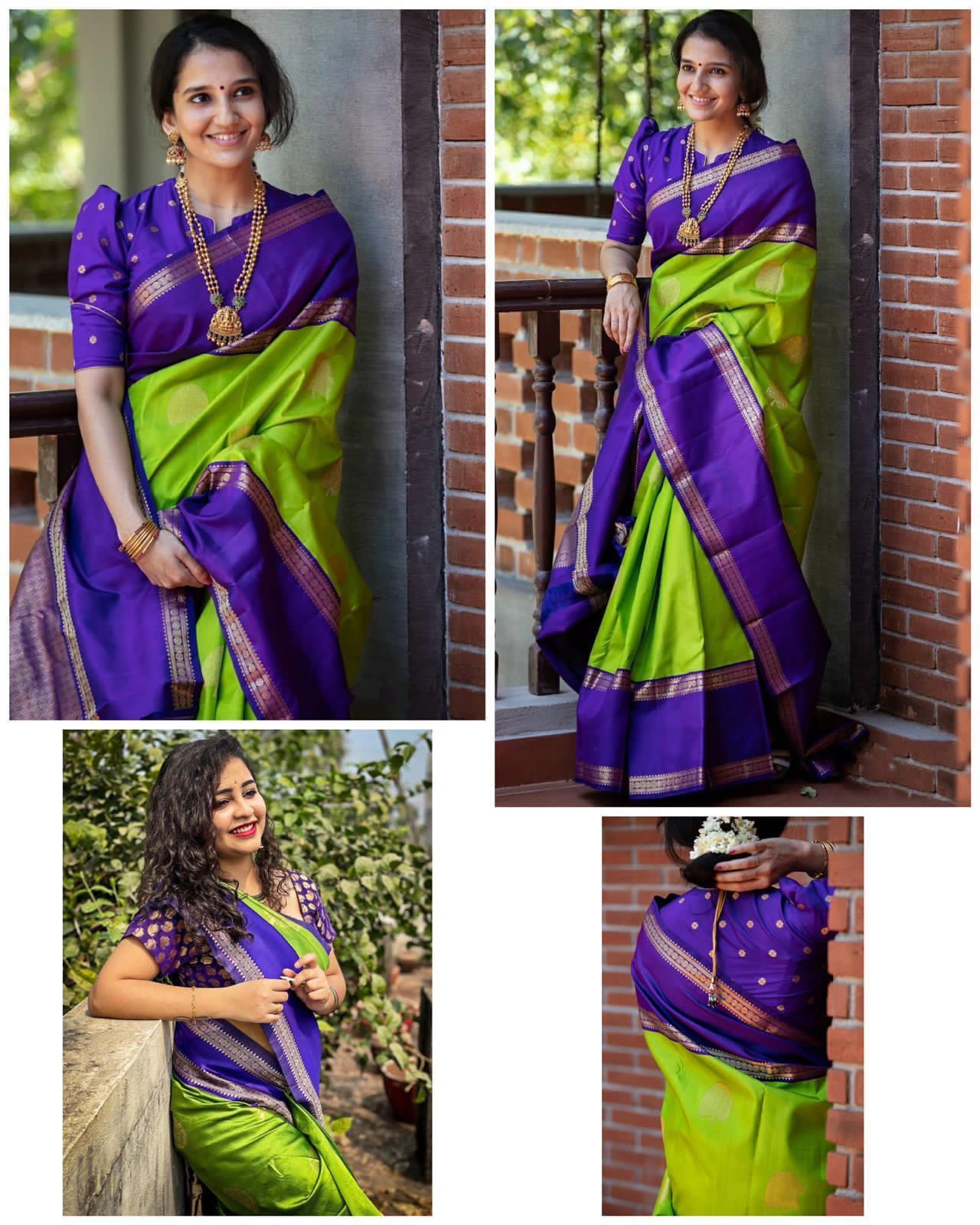 Contrast Saree Blouse Combination Online | Barfi Silk Saree Wine Colour