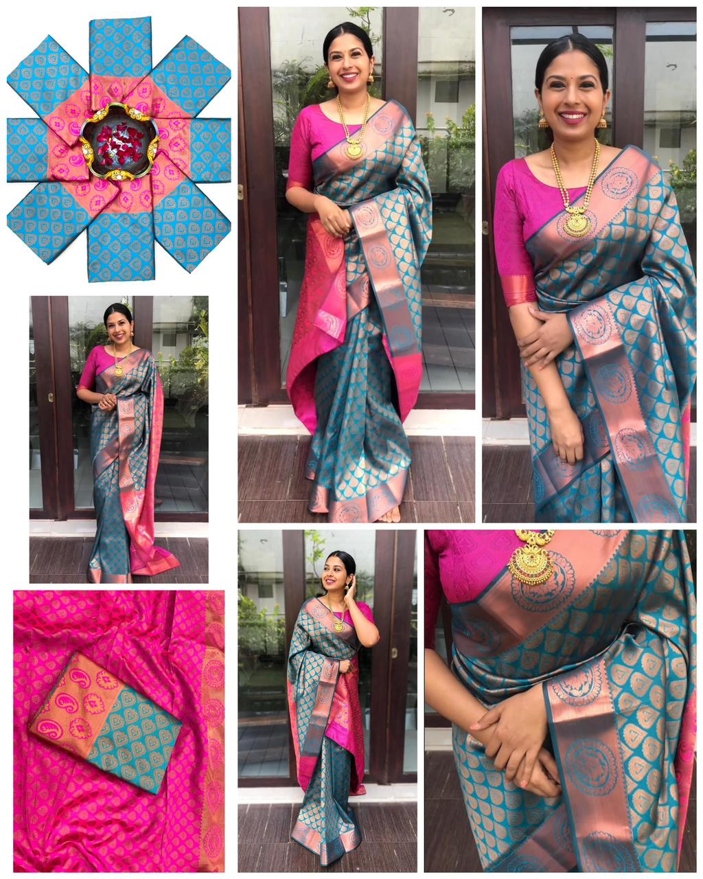 Soft Bnarasi Silk Woven Saree With Rani Blouse