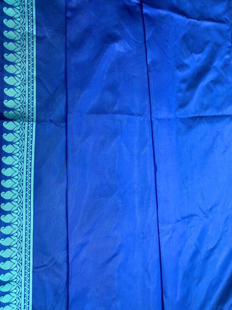 Blue Bnarasi Silk Woven Saree With Blouse