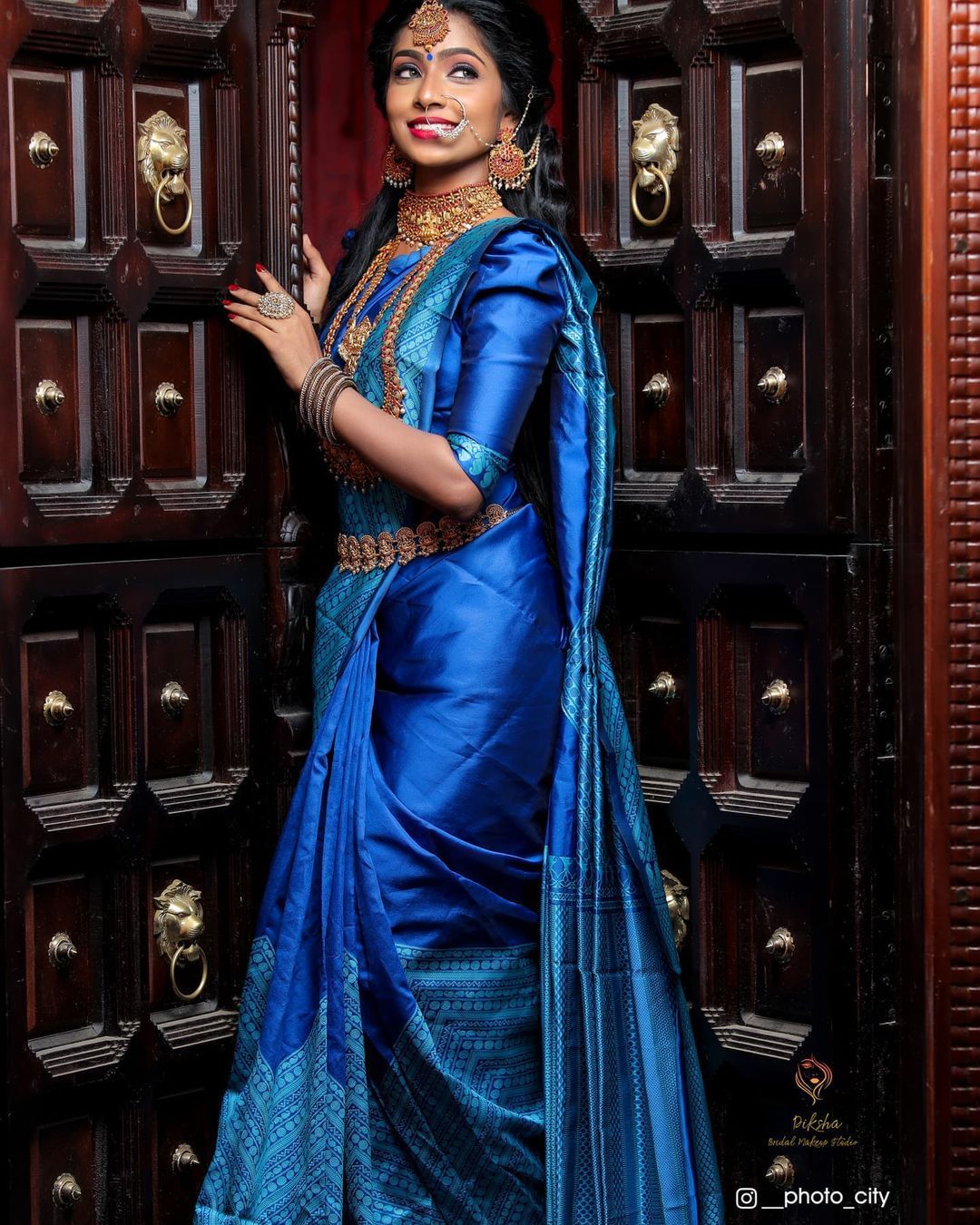 Light, Sky, Navy & Royal Blue Wedding Sarees in Pure Silk