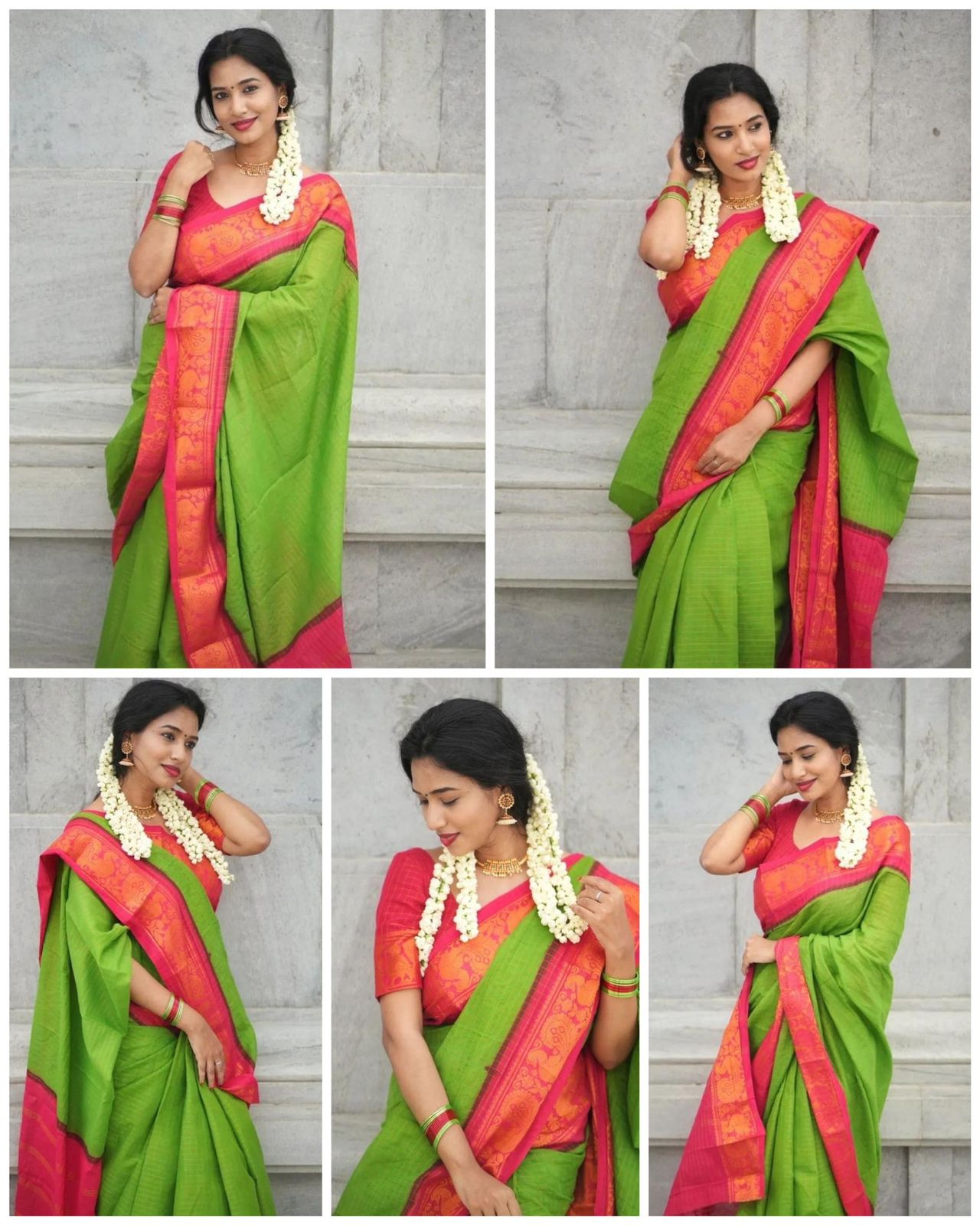 Green Bridal Woven Banarasi Silk Saree With Rani Blouse