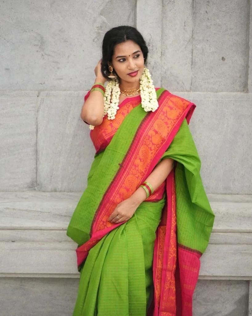 Everglade Green and Red Woven Patola Silk Saree – MySilkLove