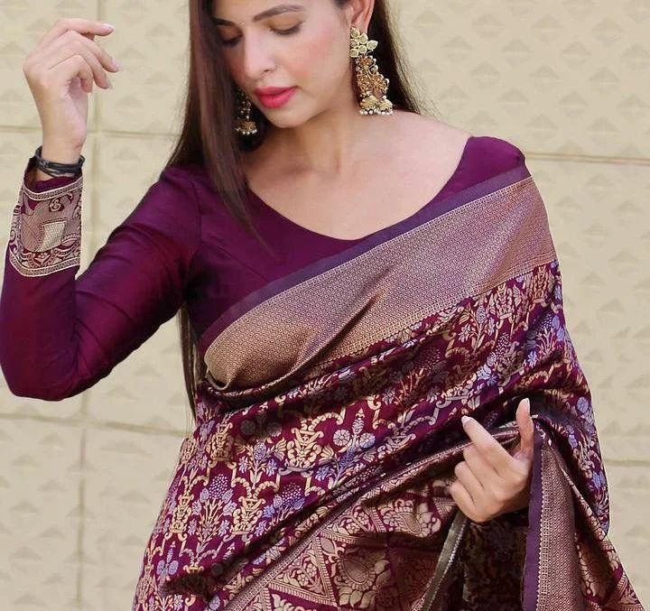 Buy F Fashion Soft Banarasi Premium Silk Saree new fancy banarasi saree  with Jacquard Saree With Blouse piece (ROYAL BLUE) at Amazon.in