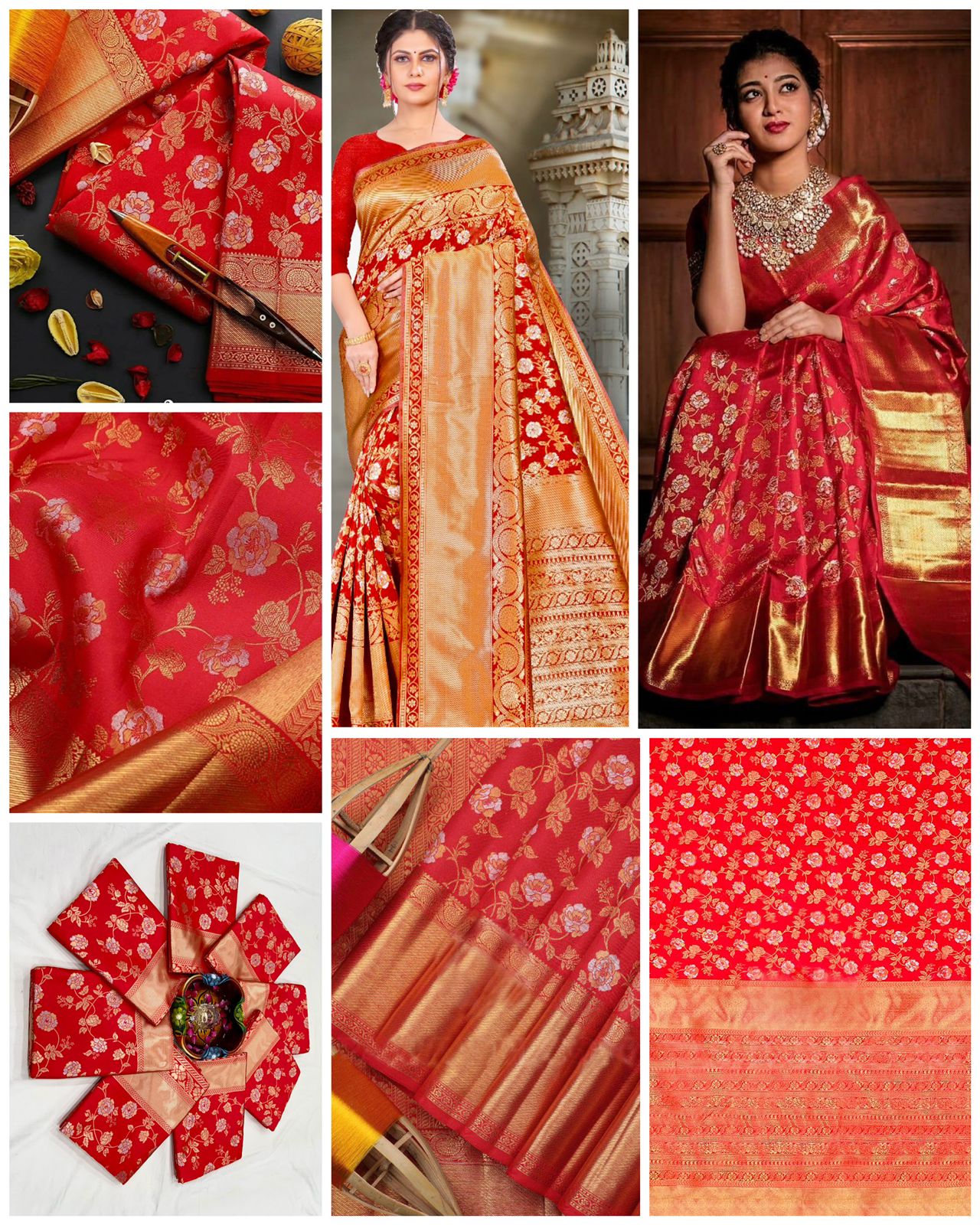 Red Bridal Woven Banarasi Silk Saree With Blouse