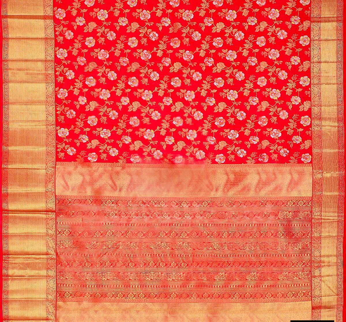 Red Bridal Woven Banarasi Silk Saree With Blouse