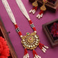 Traditional Fascinating Design Meenakari Gold plated Kundan Long Moti Mala Necklace Set With Earrings