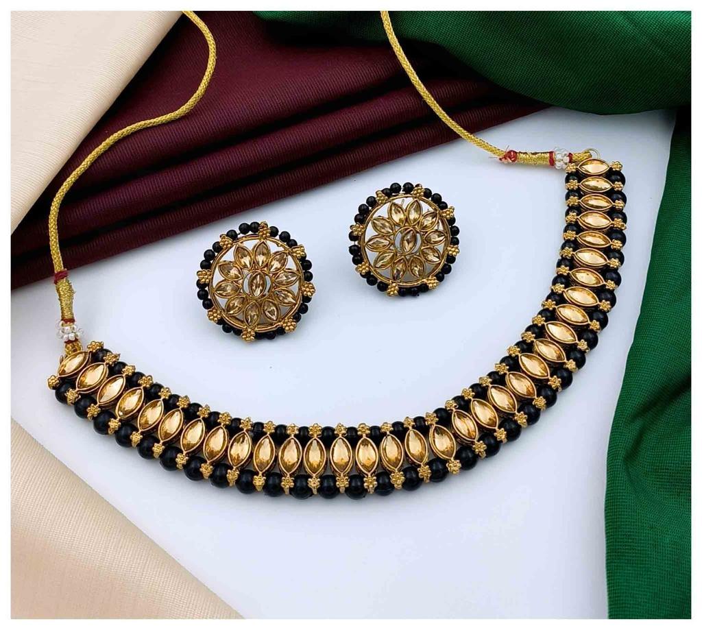 Dharti Exotic Kundan Gold Plated Wedding Jewellery Choker Necklace Set for Women
