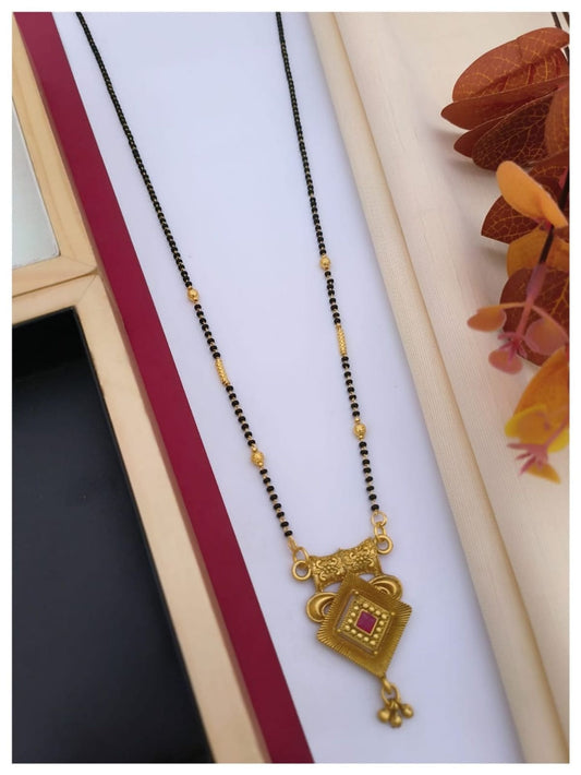 Traditional Long Mangalsutra DOKIYA Designs Gold Plated Brass
