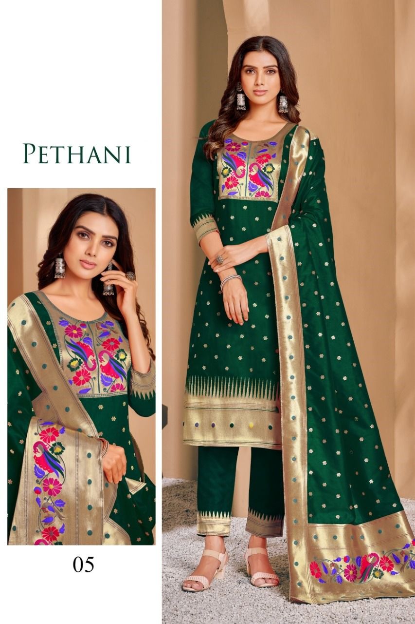 Original Paithani Work Dress Material