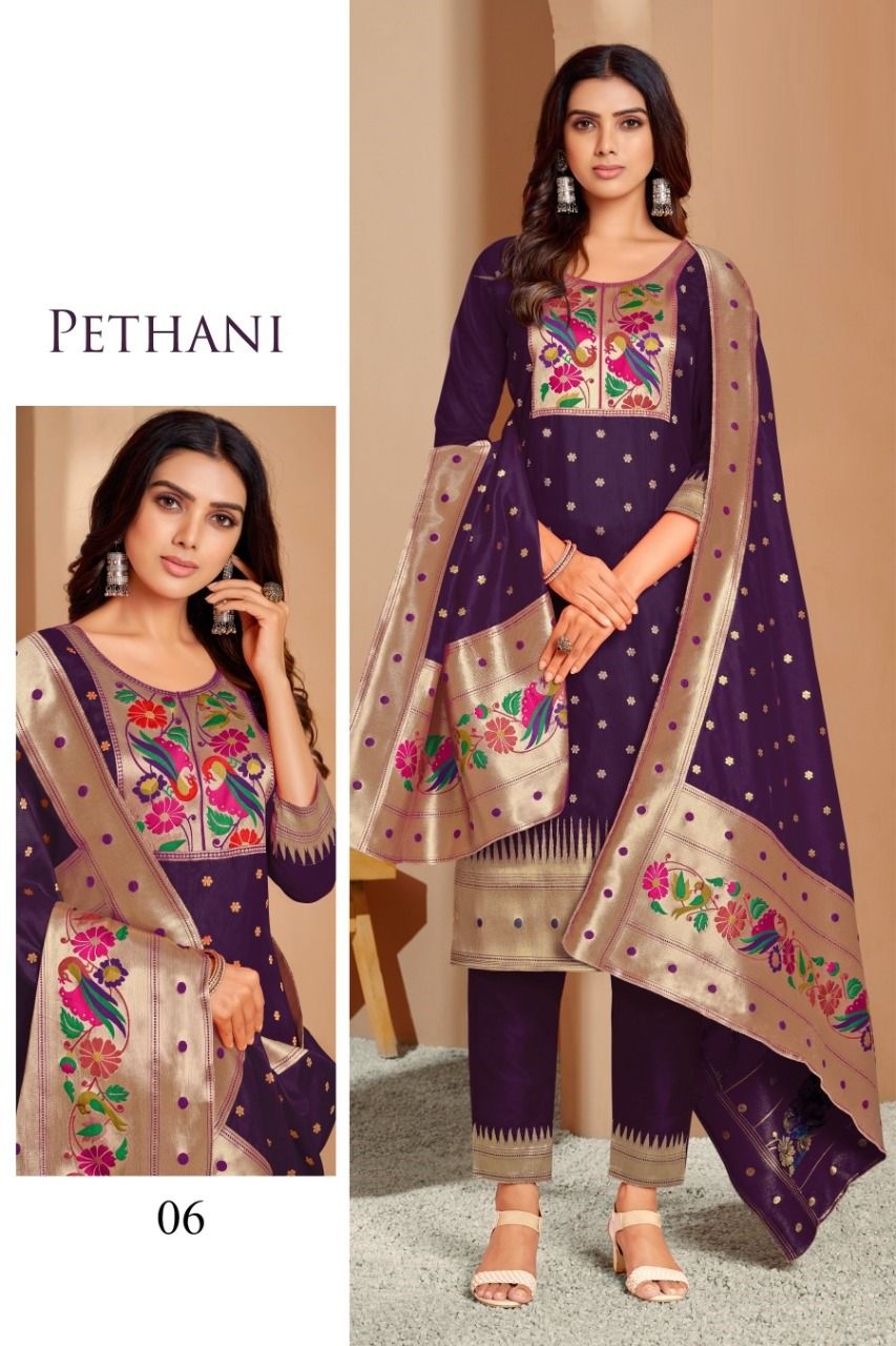 Original Paithani Work Dress Material