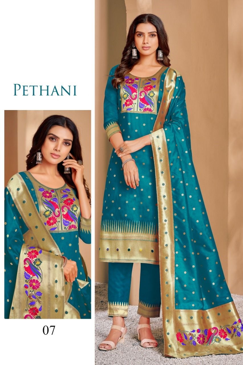 Original Paithani Work Dress Material