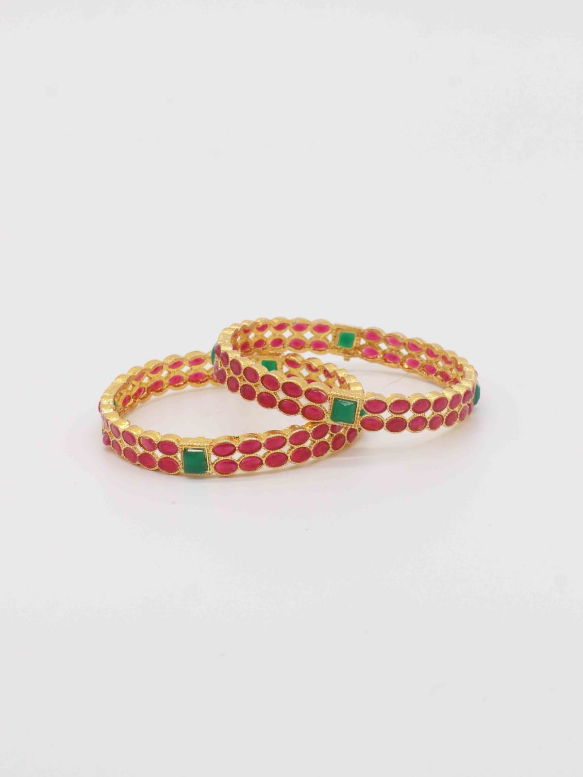 The  Lotus | Traditional Green  And Red  Bangles | Bangles for Women