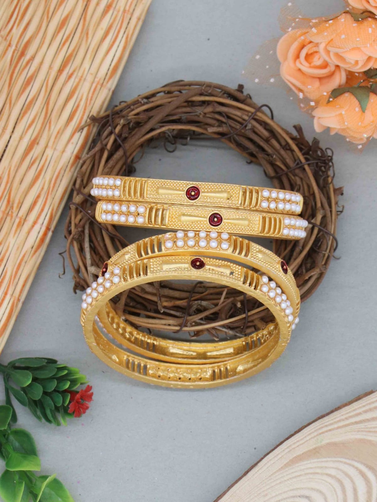 Gold Plated & Coloured Stone Bangles for Women & Girls.