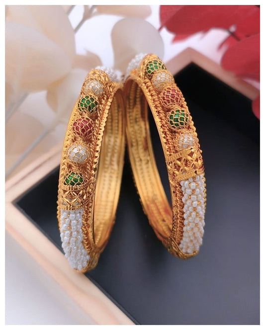 Gold Plated Kundan Bangles Jewellery for Women and Girls.