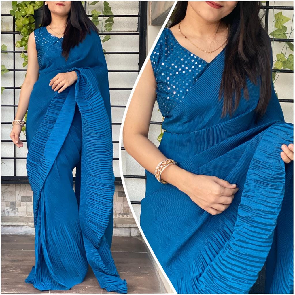 Chinnon pleated saree