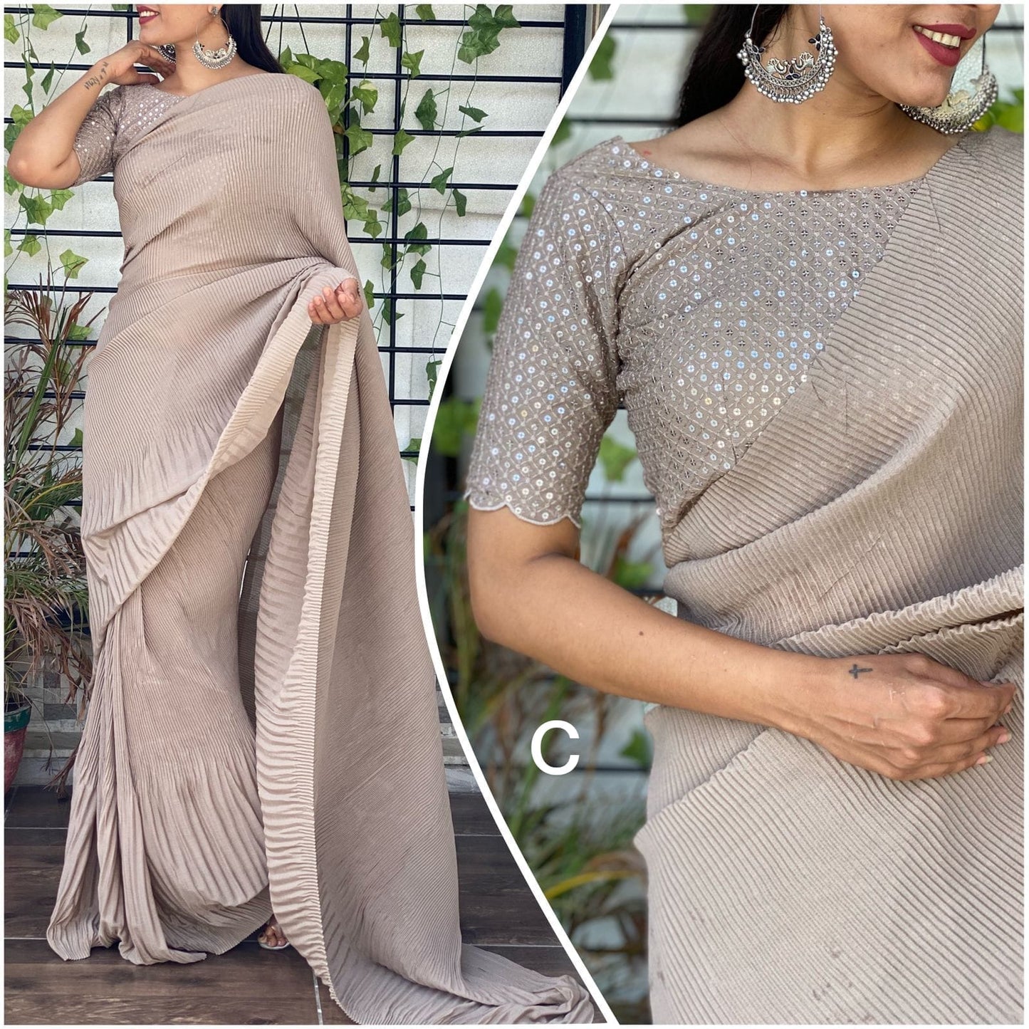 Chinnon pleated saree