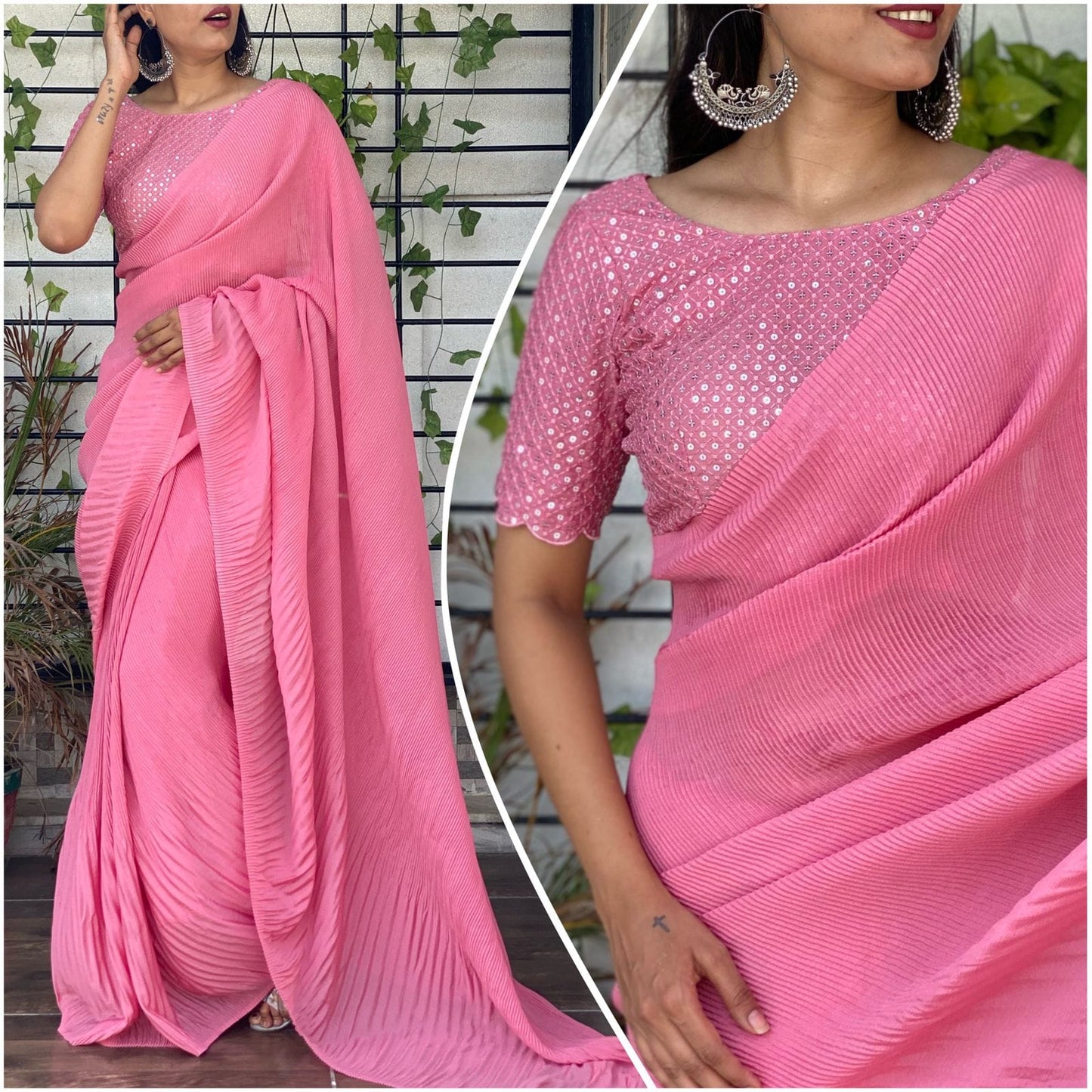 Chinnon pleated saree