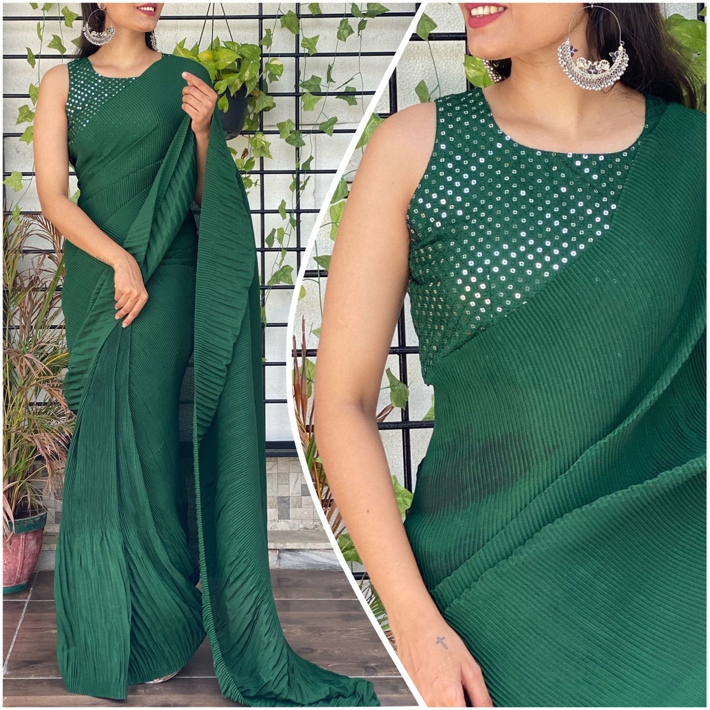 Chinnon pleated saree