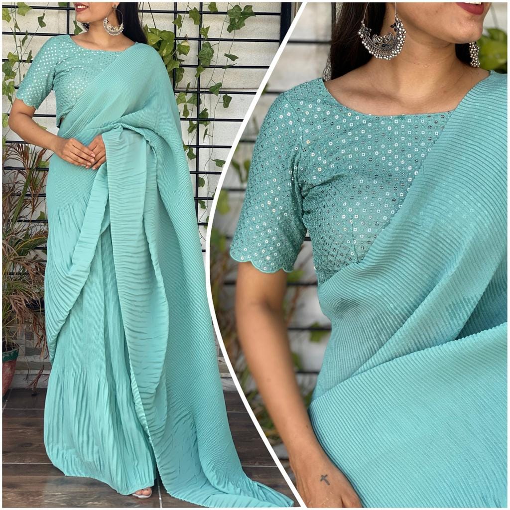 Chinnon pleated saree