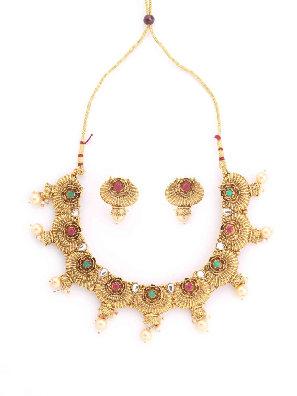 Gold Plated  Temple Coin Necklace Jewellery For Women & Girls