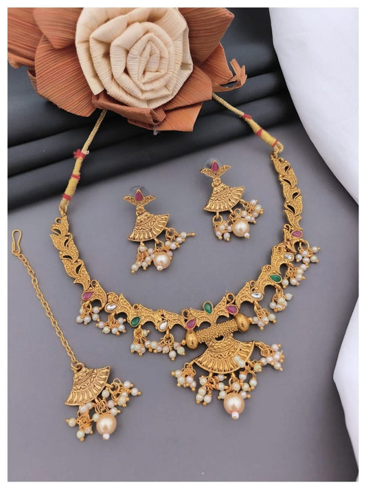 Traditional Gold Plated  Necklace  Set For Women & Girls