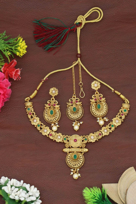 Stylish Choker Traditional Temple Necklace Jewellery Set for Women