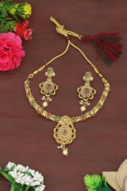 Gold Plated Ruby Necklace for Women