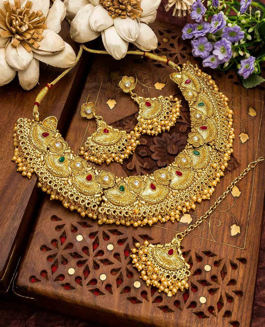 Traditional South Indian Fashion Jewellery Stylish Ruby Emrald  Set for Women & Girls