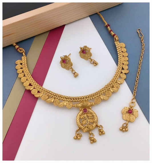 Gold Plated Design  Necklace  Set For  Women
